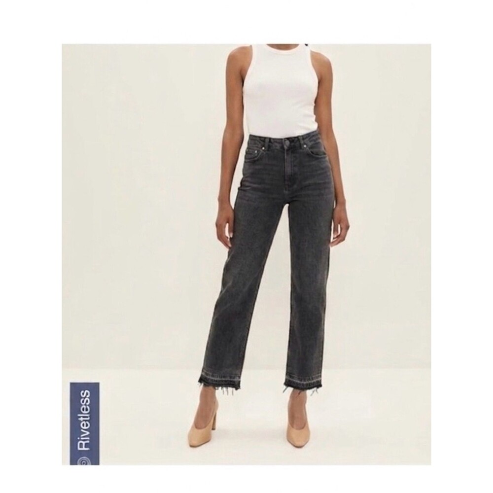 NWT Frank And Oak Patti High-Rise Straight Fit Jeans - Washed Black Size 28